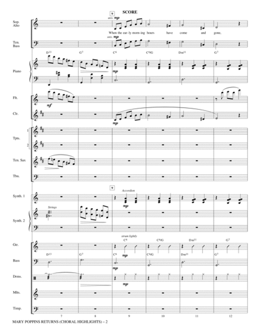 Mary Poppins Returns (Choral Highlights) (arr. Roger Emerson) - Score