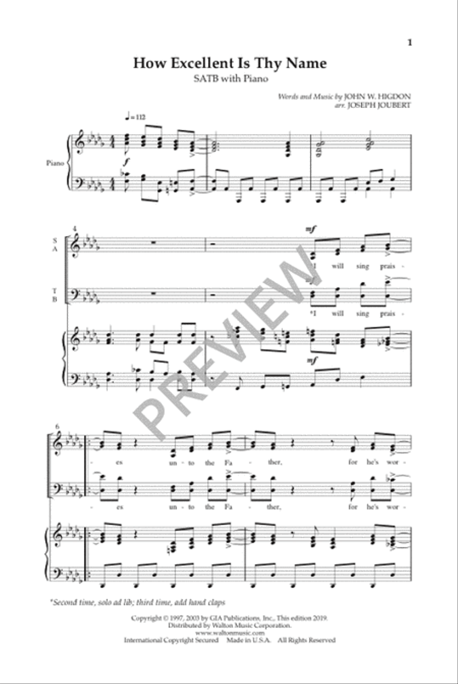 How Excellent Is Thy Name 4-Part scores gallery preview page 4