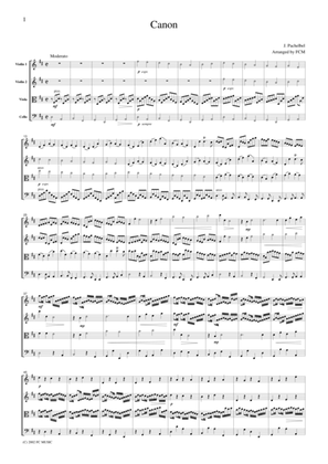 Pachelbel Canon, for string quartet, CP001
