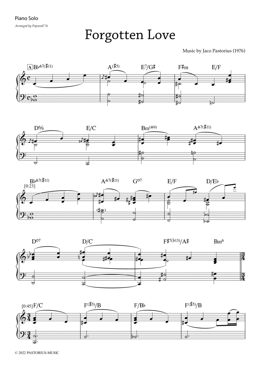 Forgotten Love Piano Solo scores gallery preview page 1