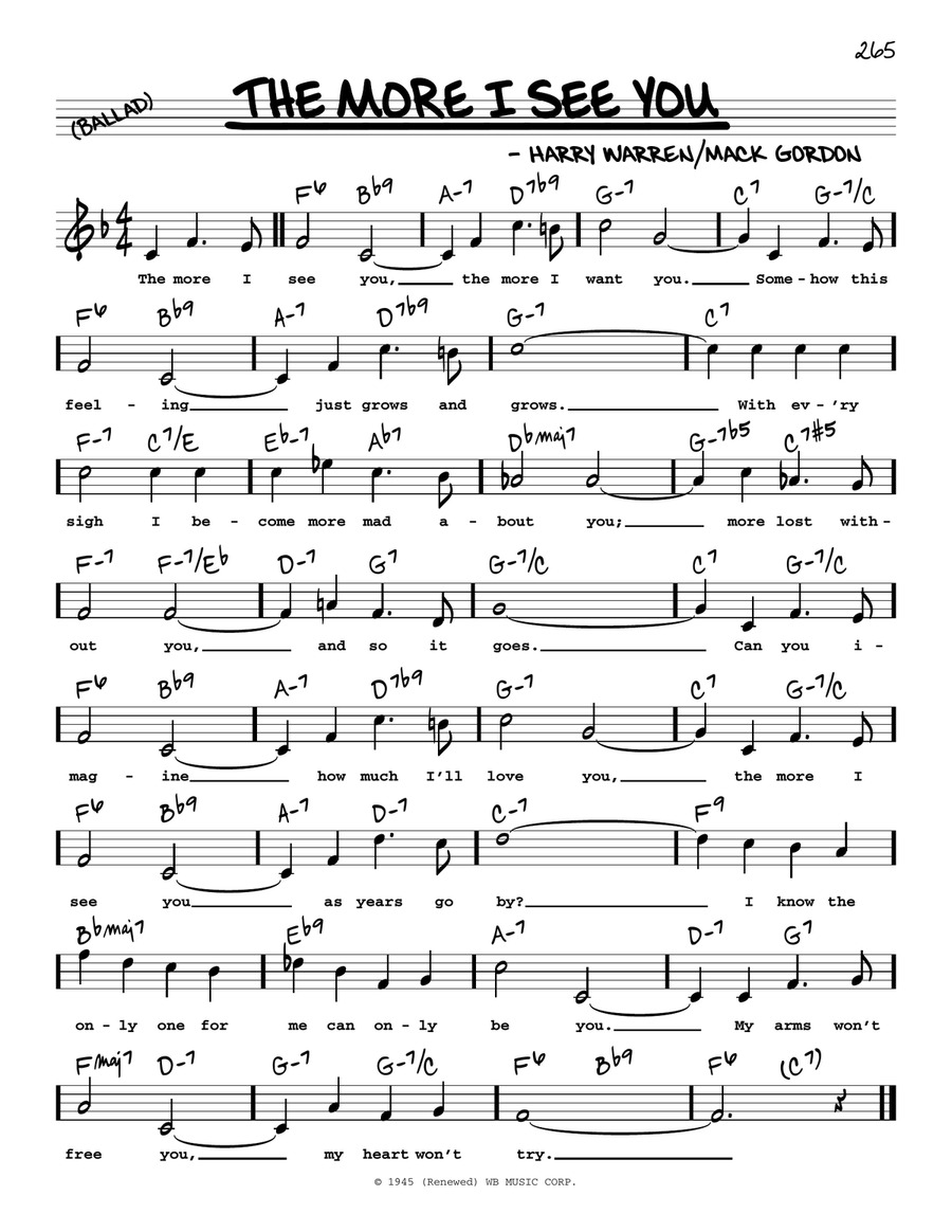 The More I See You (High Voice) High Voice scores gallery preview page 1