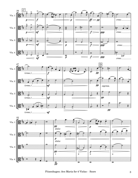 Fitzenhagen: Ave Maria for 4 Violas (Arr. Diehnelt) image number null