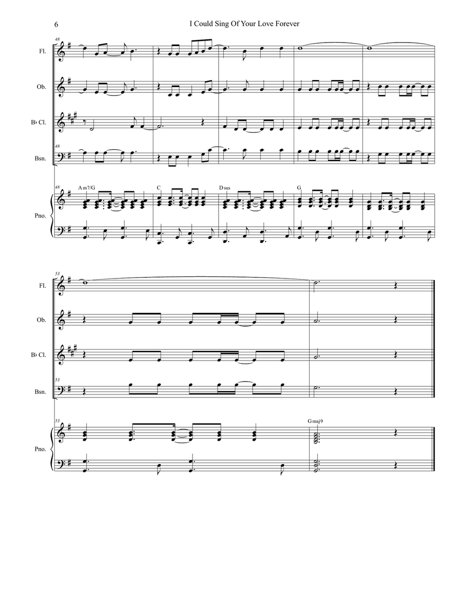 I Could Sing Of Your Love Forever Woodwind Quartet scores gallery preview page 6