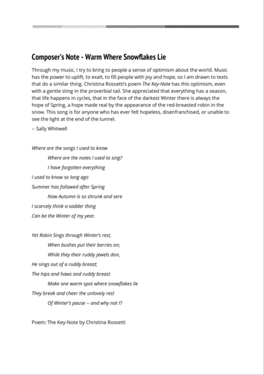 Warm Where Snowflakes Lie Soprano Voice scores gallery preview page 2