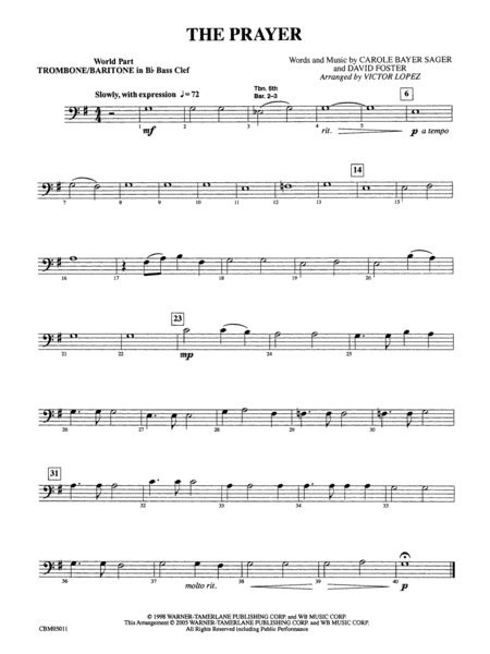 The Prayer: (wp) 1st B-flat Trombone B.C.