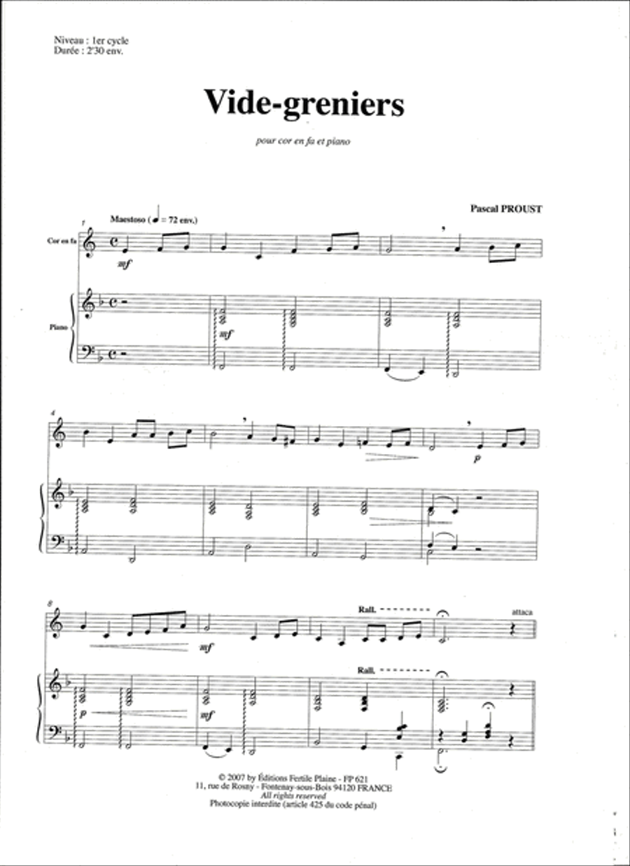 Vide-Grenier Vide-Grenier Horn scores gallery preview page 1