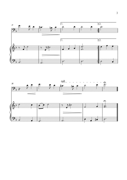 "Green Sleeves" - Beautiful easy version for DOUBLE BASS and PIANO image number null