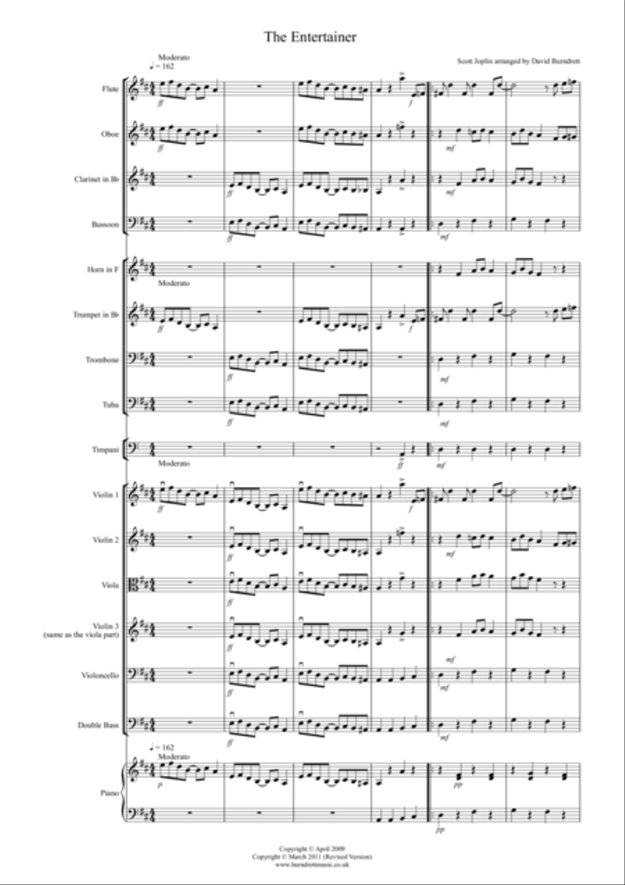 The Entertainer for School Orchestra Full Orchestra scores gallery preview page 1