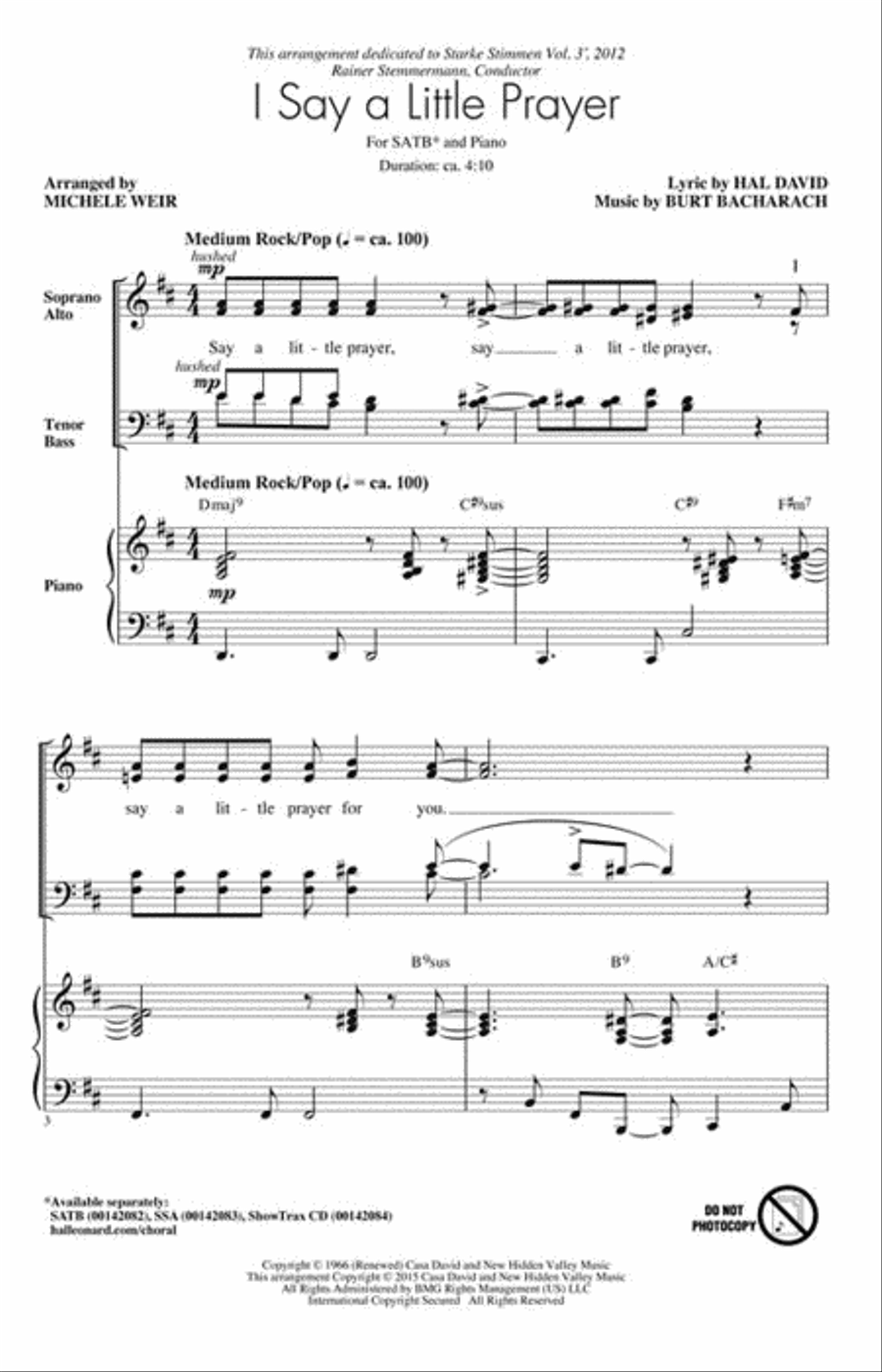 I Say a Little Prayer I Say a Little Prayer 4-Part scores gallery preview page 2