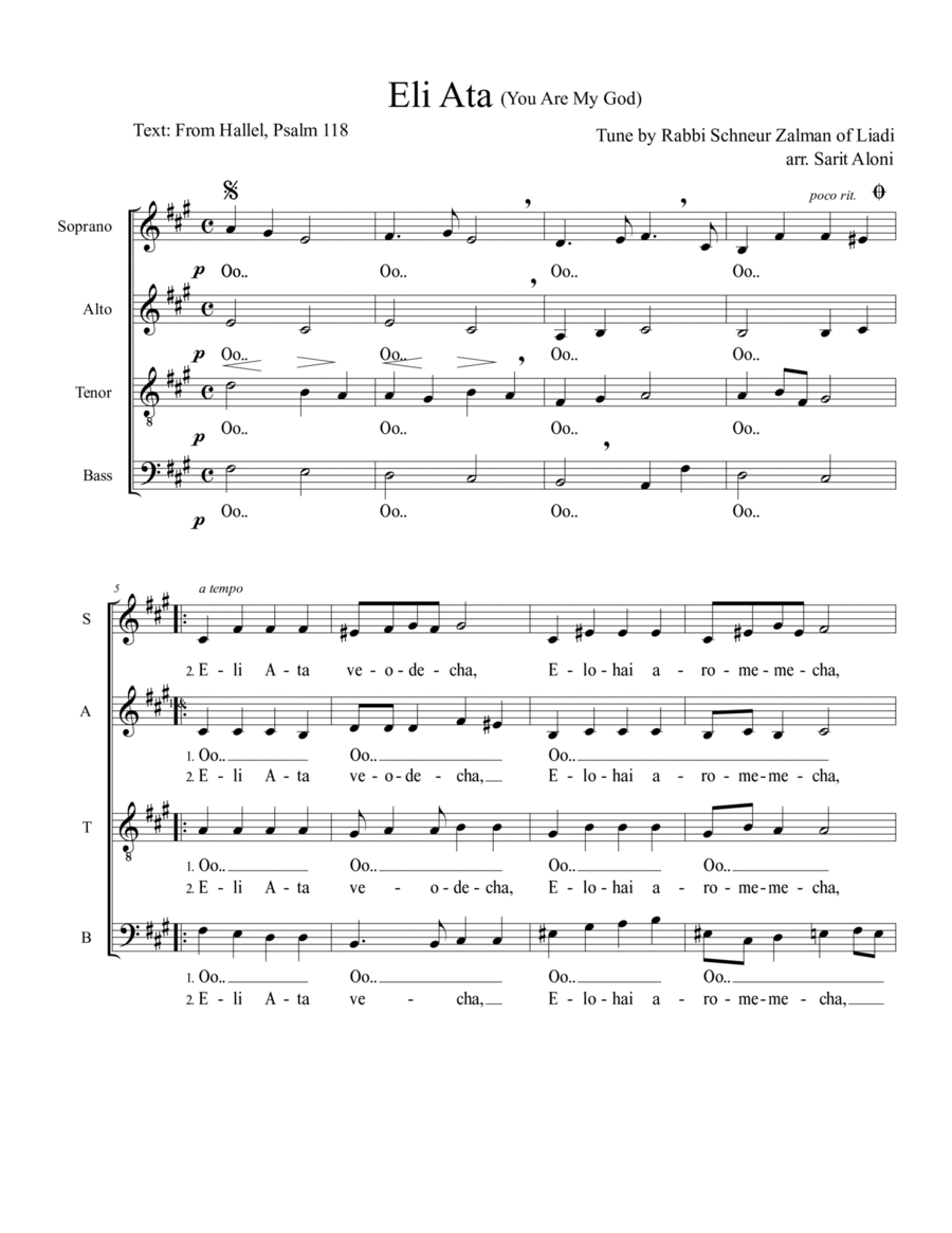 Eli Ata (from Psalm 118 Eli Ata (from Psalm 118 4-Part scores gallery preview page 1