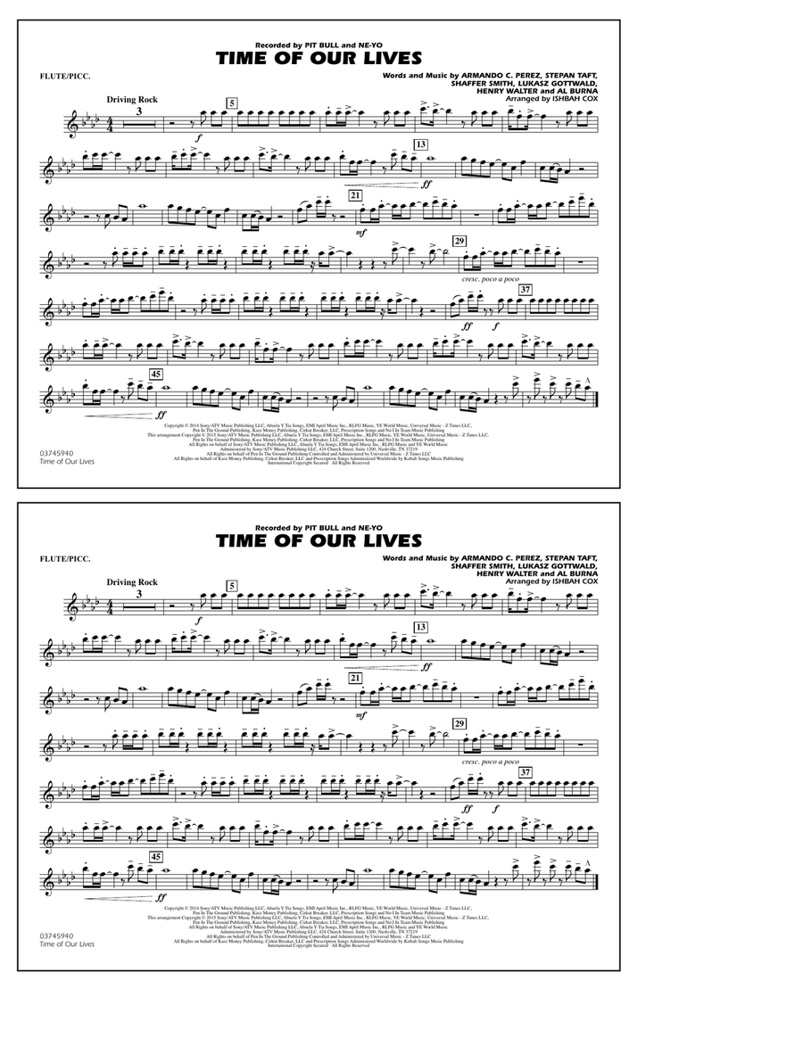 Time of Our Lives - Flute/Piccolo Marching Band scores gallery preview page 1