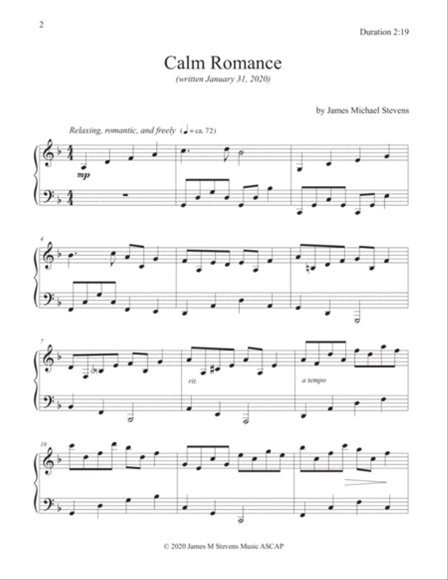 Calm Romance - Piano Solo Piano Solo scores gallery preview page 2