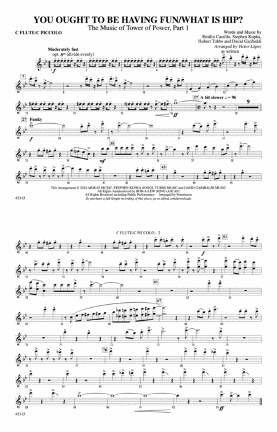 You Ought to Be Having Fun / What Is Hip?: Flute Marching Band scores gallery preview page 1
