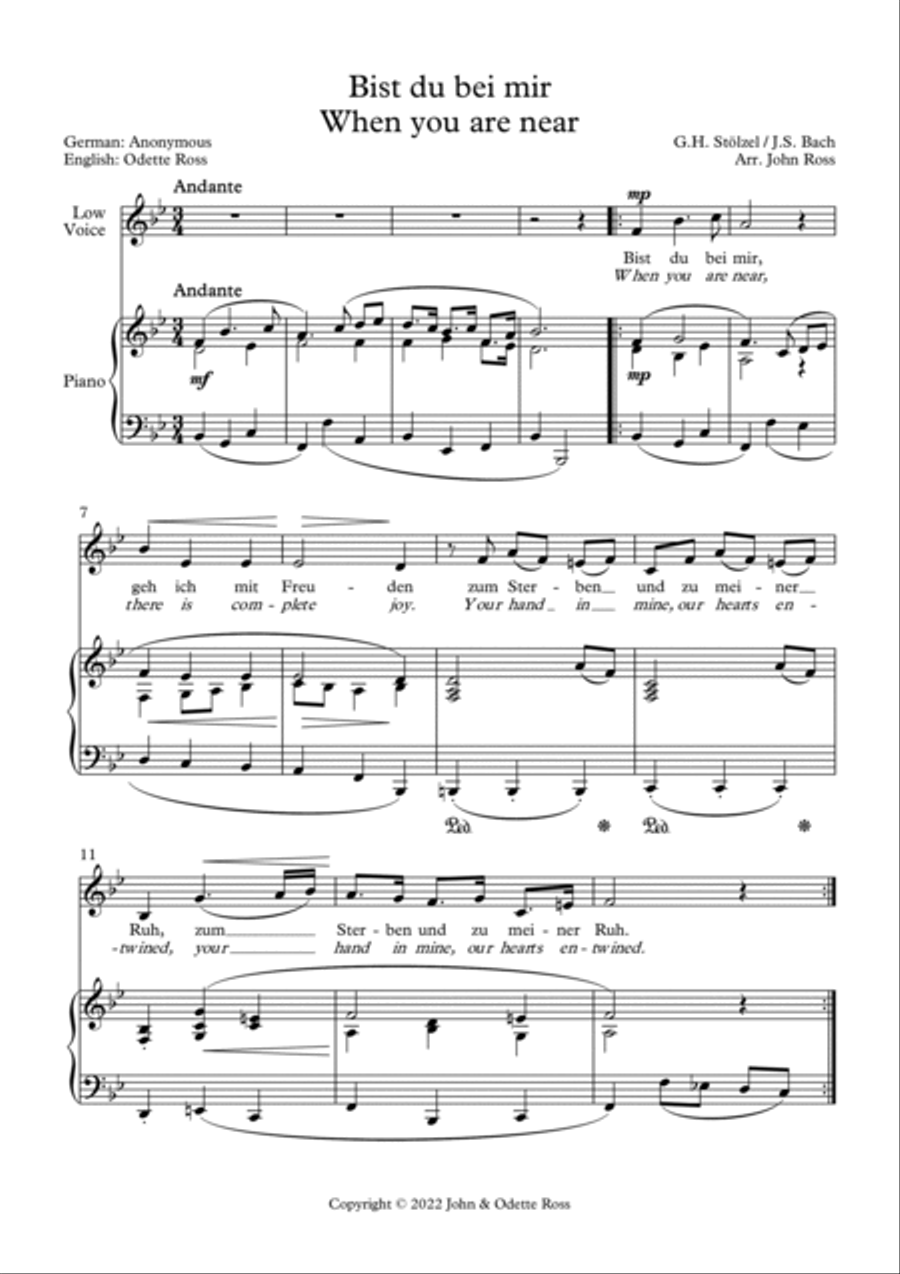 Bist du bei mir / When you are near - Low voice, Piano Low Voice scores gallery preview page 2