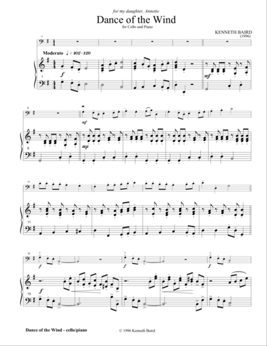 Dance of the Wind (for Cello with Piano Accompaniment) Piano scores gallery preview page 2