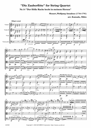 "Die Zauberflöte" for String Quartet, Nr.14 "Der Hölle Rache kocht in meinem Herzen"