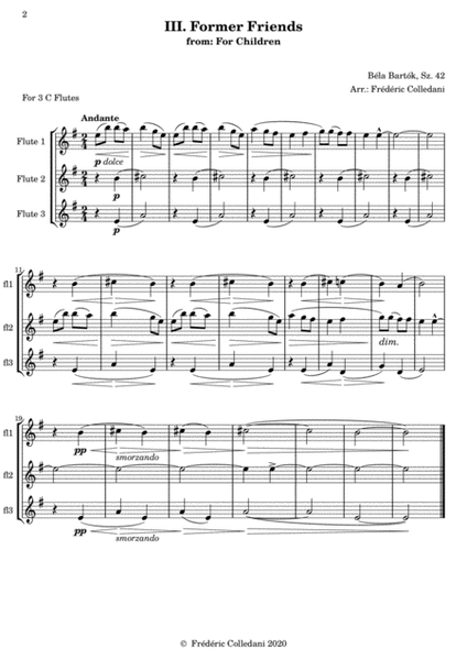 Bartok, song for children - Former Friends for 3 flutes (opt alto flute) image number null