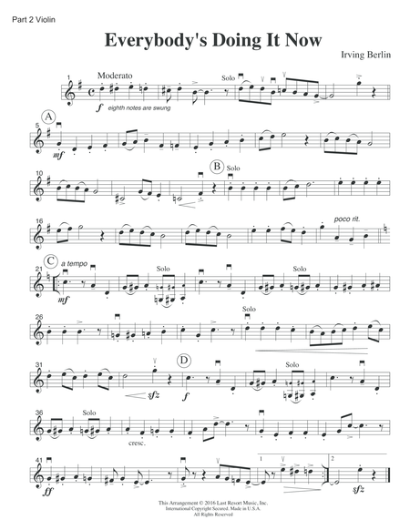 Everybody's Doing it Now for String Trio- Violin, Violin, Cello by Irving Berlin Cello - Digital Sheet Music