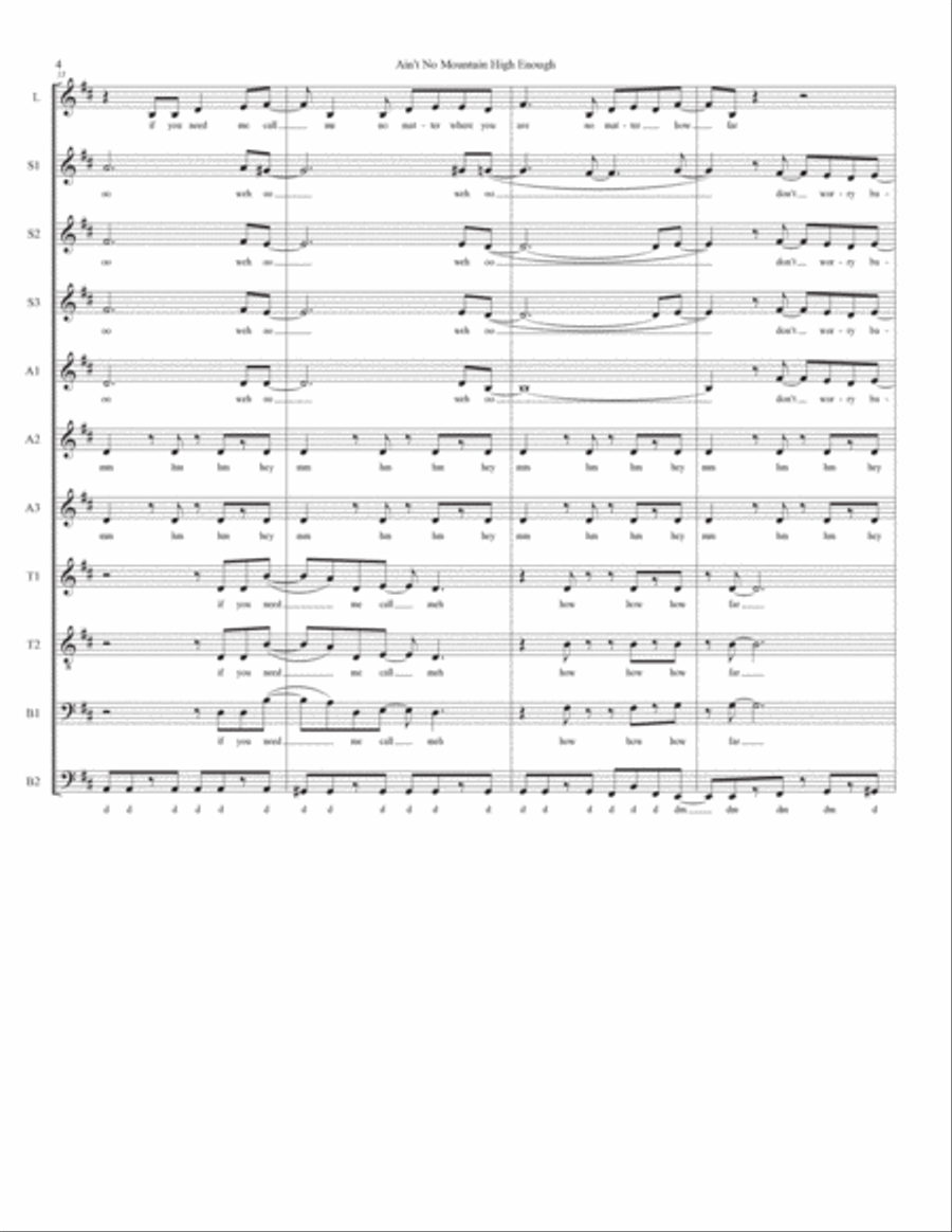 Ain't No Mountain High Enough Divisi scores gallery preview page 4
