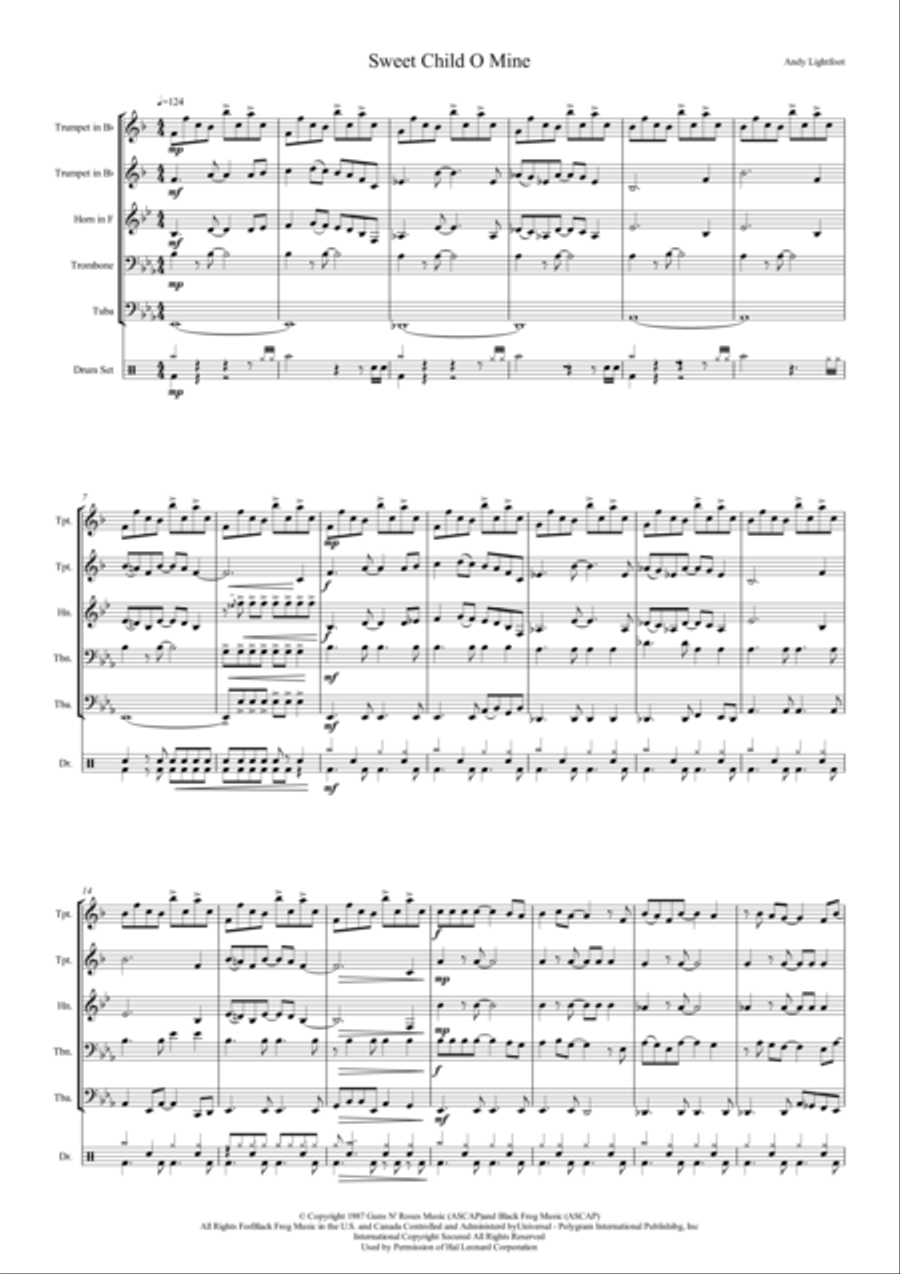 Sweet Child O' Mine Sweet Child O' Mine Brass Ensemble scores gallery preview page 2