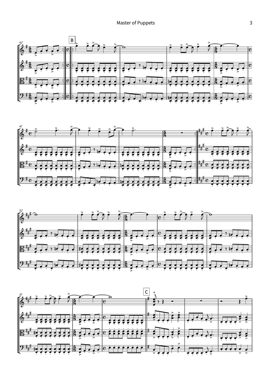 Master Of Puppets String Quartet scores gallery preview page 3