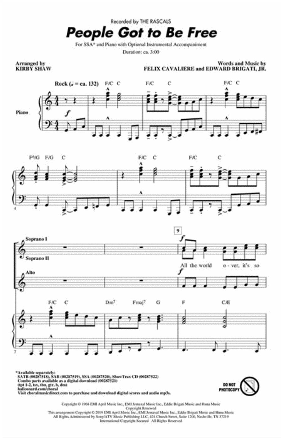 People Got to Be Free People Got to Be Free SSA scores gallery preview page 2
