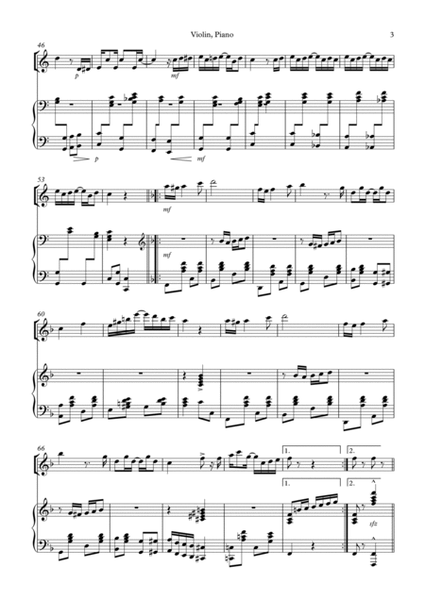 The Entertainer - Scott Joplin - Violin and piano image number null
