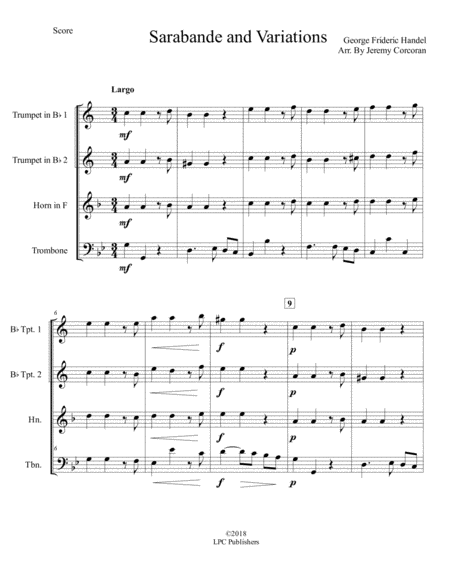 Sarabande and Variations for Brass Quartet image number null