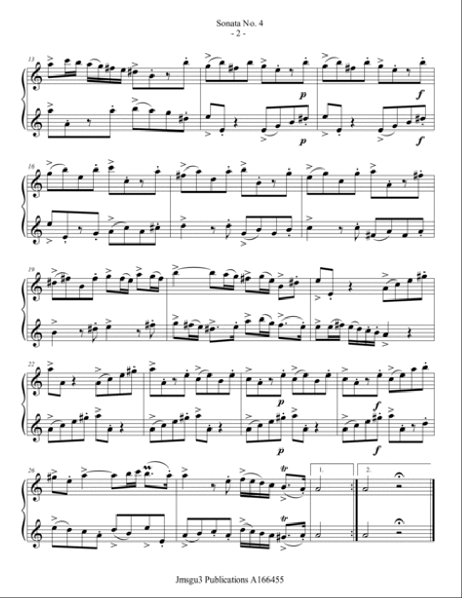 Loeillet: Sonata No. 4 for Tenor Sax Duo Woodwind Duet scores gallery preview page 2