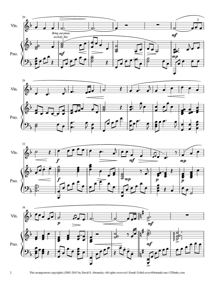 Be Thou My Vision (arr. for violin and piano) Violin Solo scores gallery preview page 2