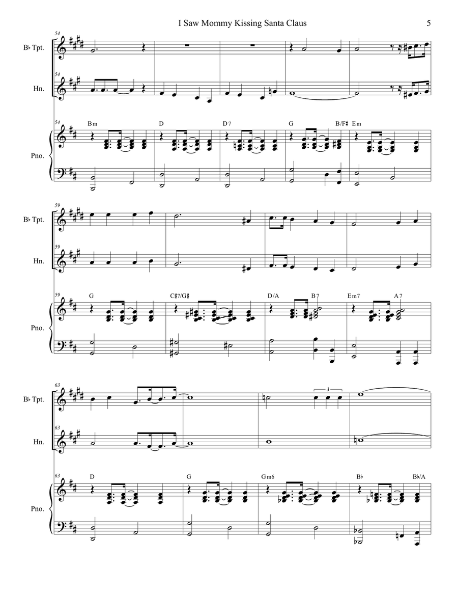 I Saw Mommy Kissing Santa Claus Brass Duet scores gallery preview page 5