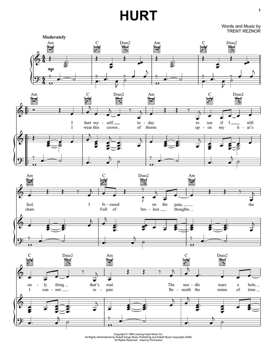 Hurt (Quiet) Acoustic Guitar scores gallery preview page 1