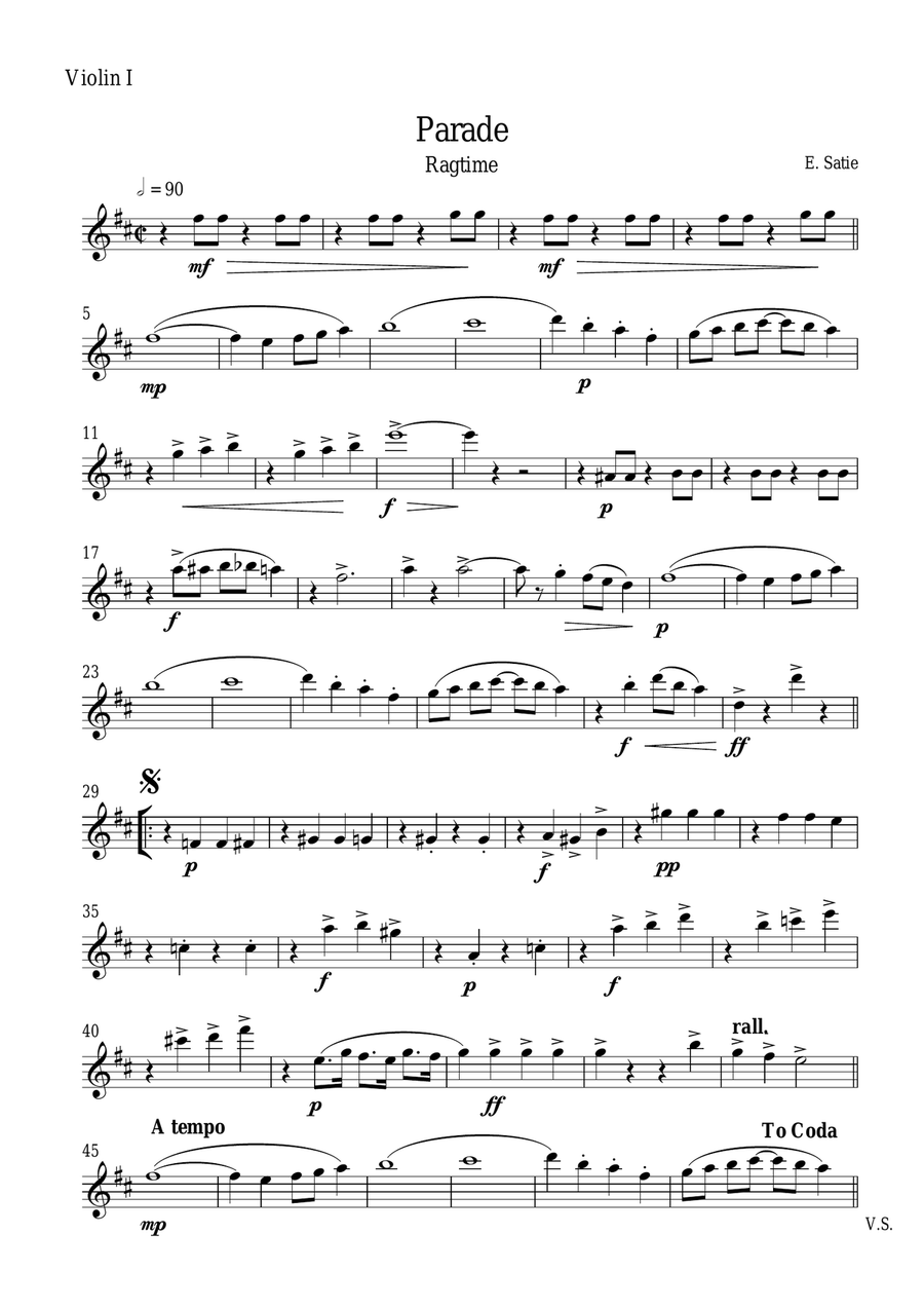 Parade ragtime String Quartet scores gallery preview page 6