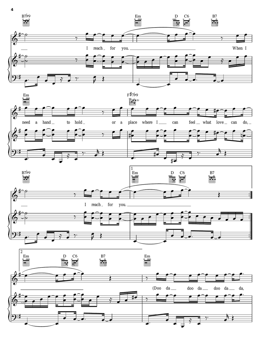 I Reach For You Piano, Vocal, Guitar scores gallery preview page 4