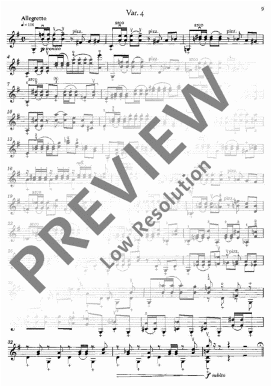 Tema con 8 variazioni Violin Solo scores gallery preview page 10