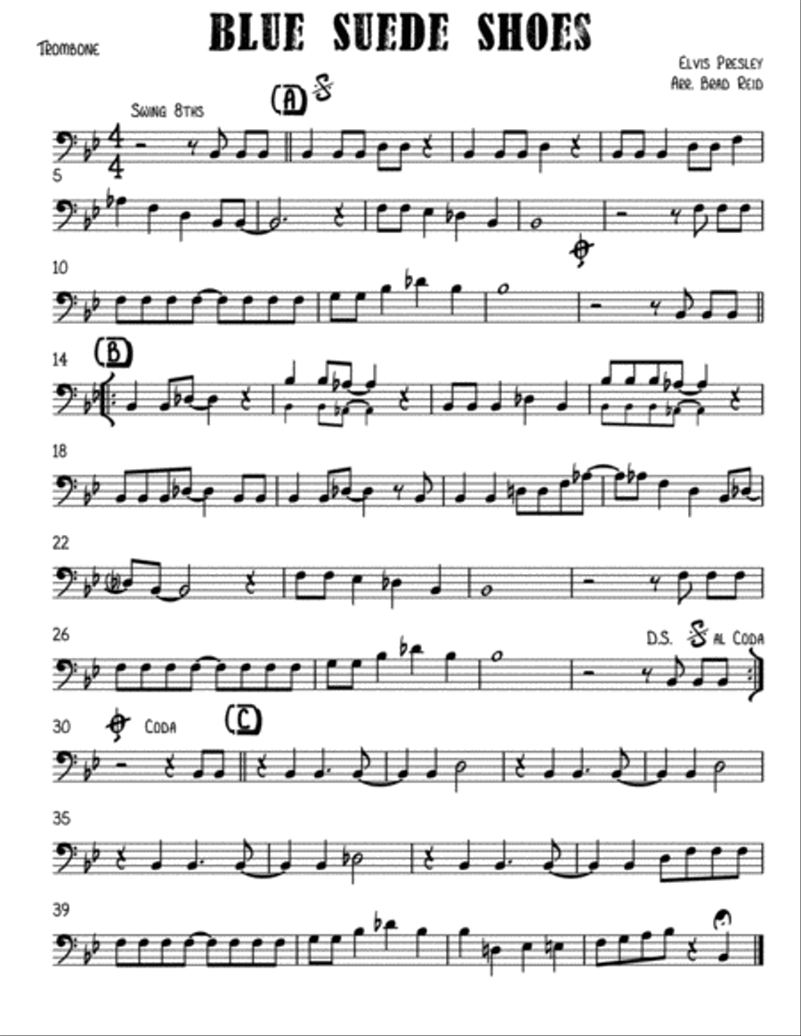 Blue Suede Shoes Trombone Solo scores gallery preview page 1