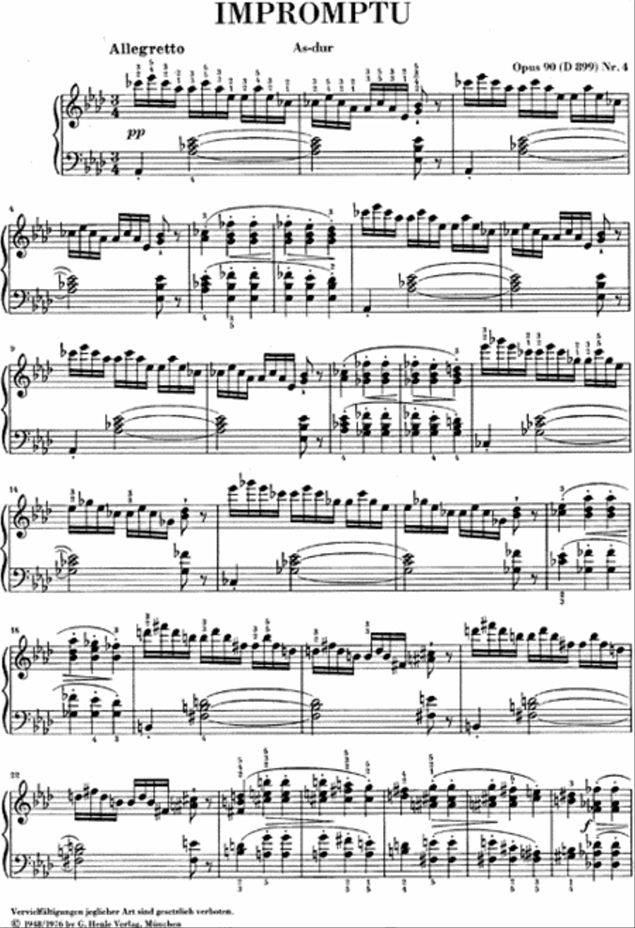 Impromptu A Flat Major Op. 90 D 899 Piano Solo scores gallery preview page 2