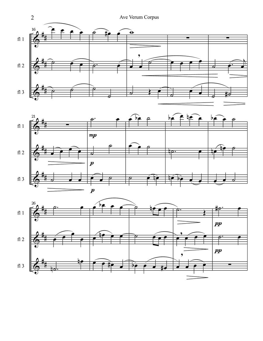 Mozart - Ave Verum Corpus for Flute Trio Flute Trio scores gallery preview page 3