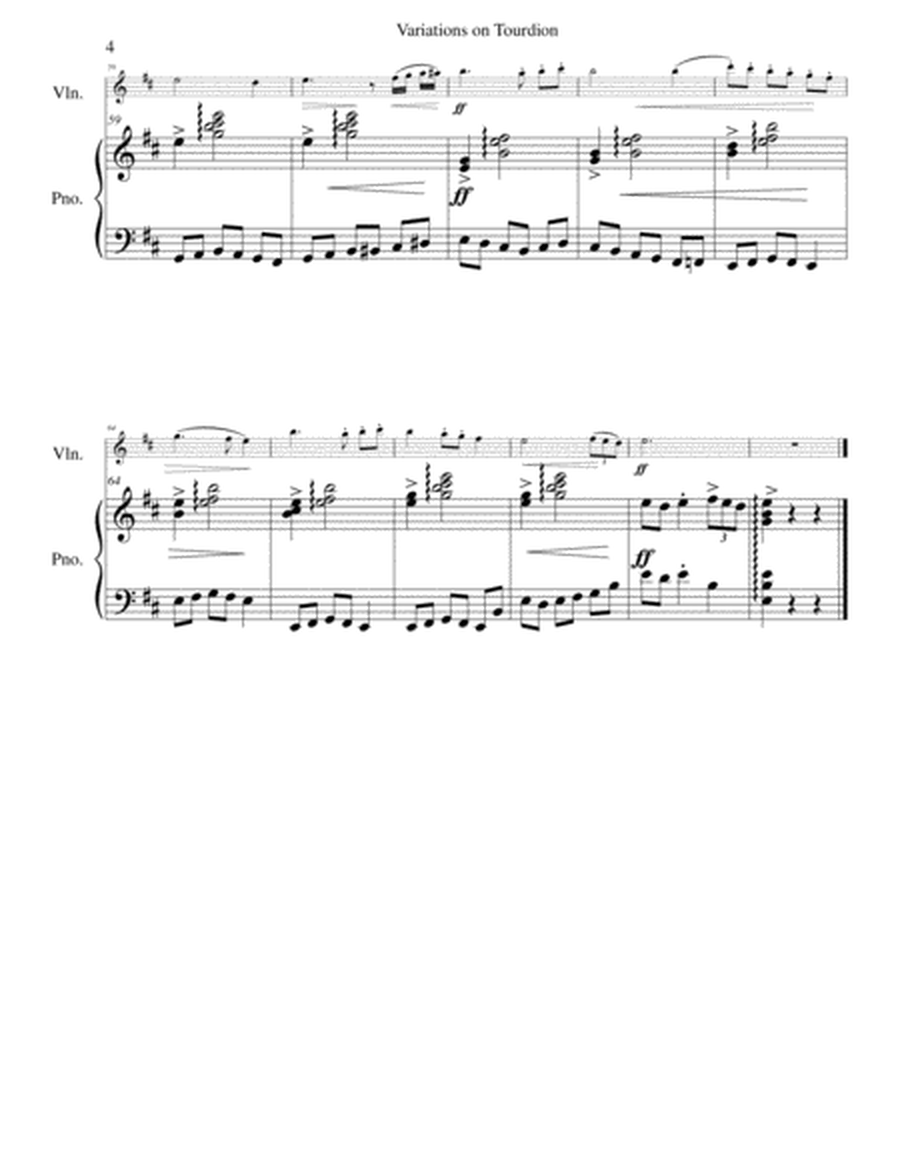 Tourdion (Quand je bois du vin clairet) for violin and piano image number null
