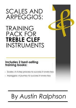 Scales and arpeggios book for all TREBLE CLEF instruments - simple process to success in every key