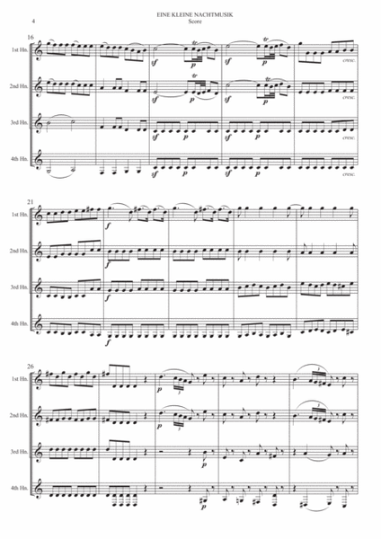 Eine Kleine Nachtmusik 1st Movement Allegro for Horn Quartet in F Concert pitch image number null