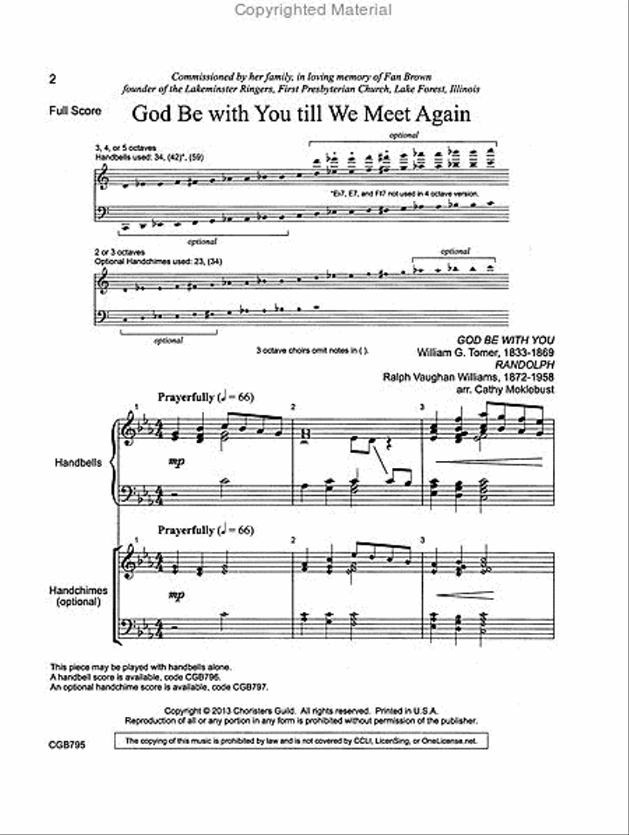 God Be with You till We Meet Again - Full Score by Cathy Moklebust Handbell Choir - Sheet Music page 2