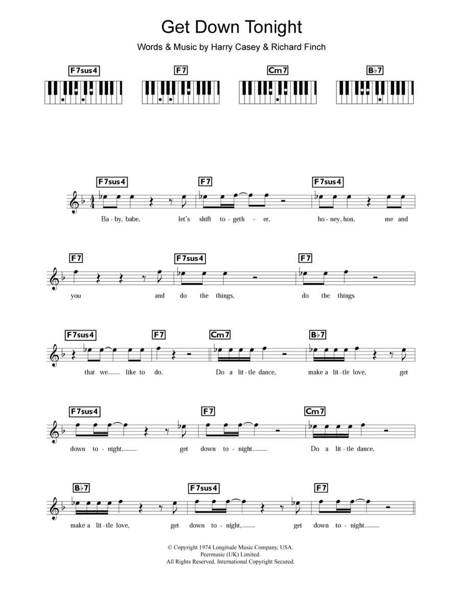 Get Down Tonight Piano Solo scores gallery preview page 1