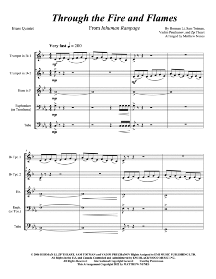 Through The Fire And Flames Euphonium scores gallery preview page 3
