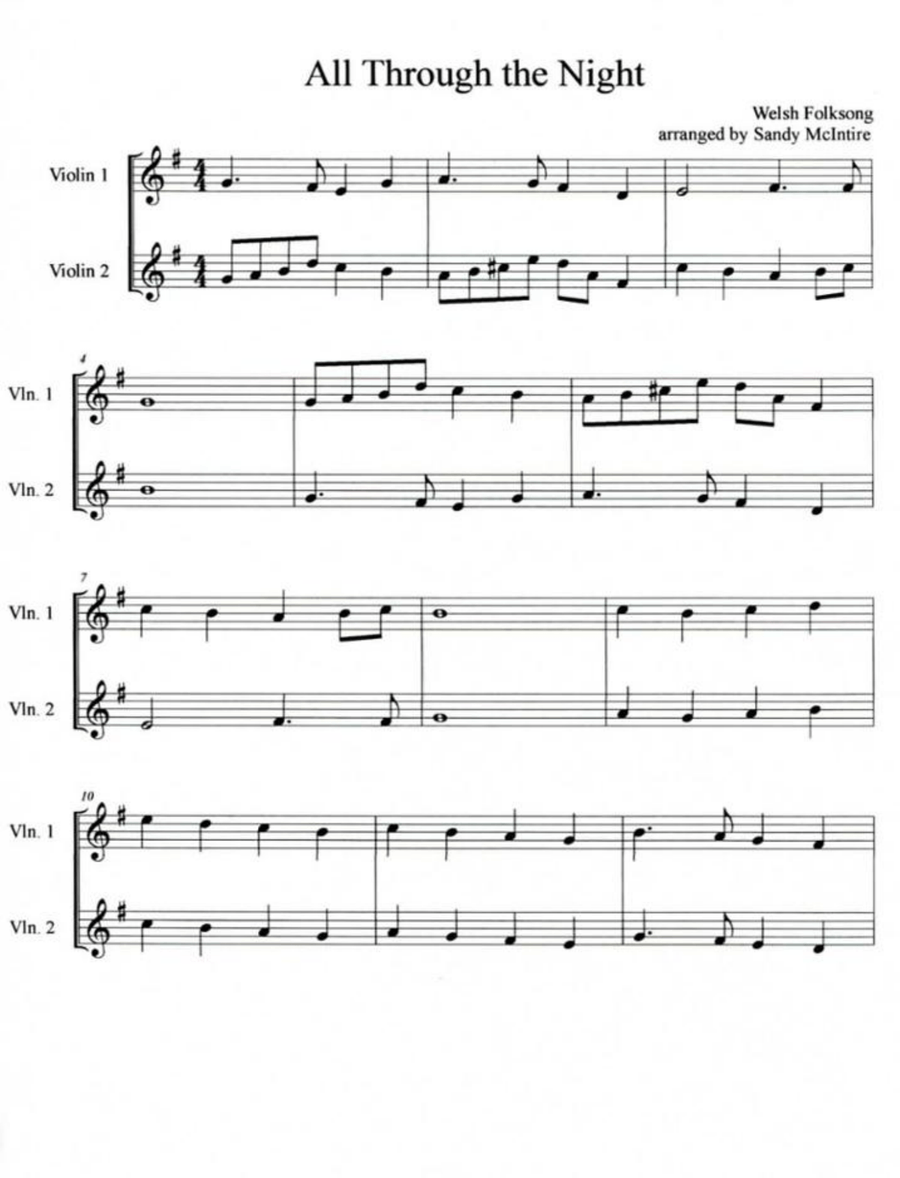 All Through the Night String Duet scores gallery preview page 1