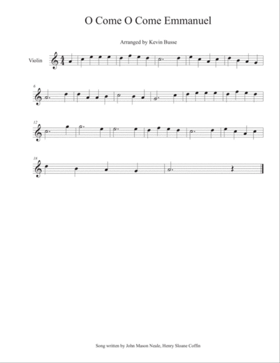 O Come O Come Emmanuel - Violin Violin Solo scores gallery preview page 1