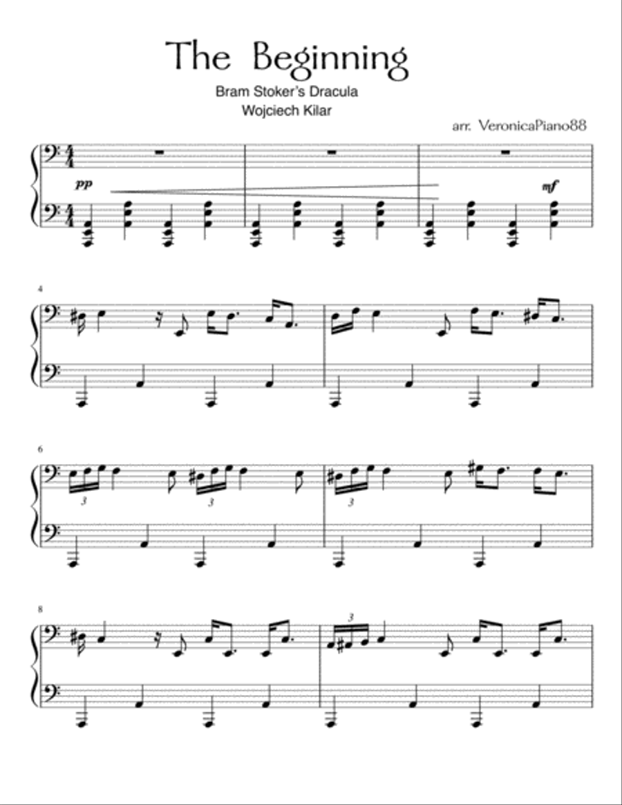 Dracula Piano Solo scores gallery preview page 1