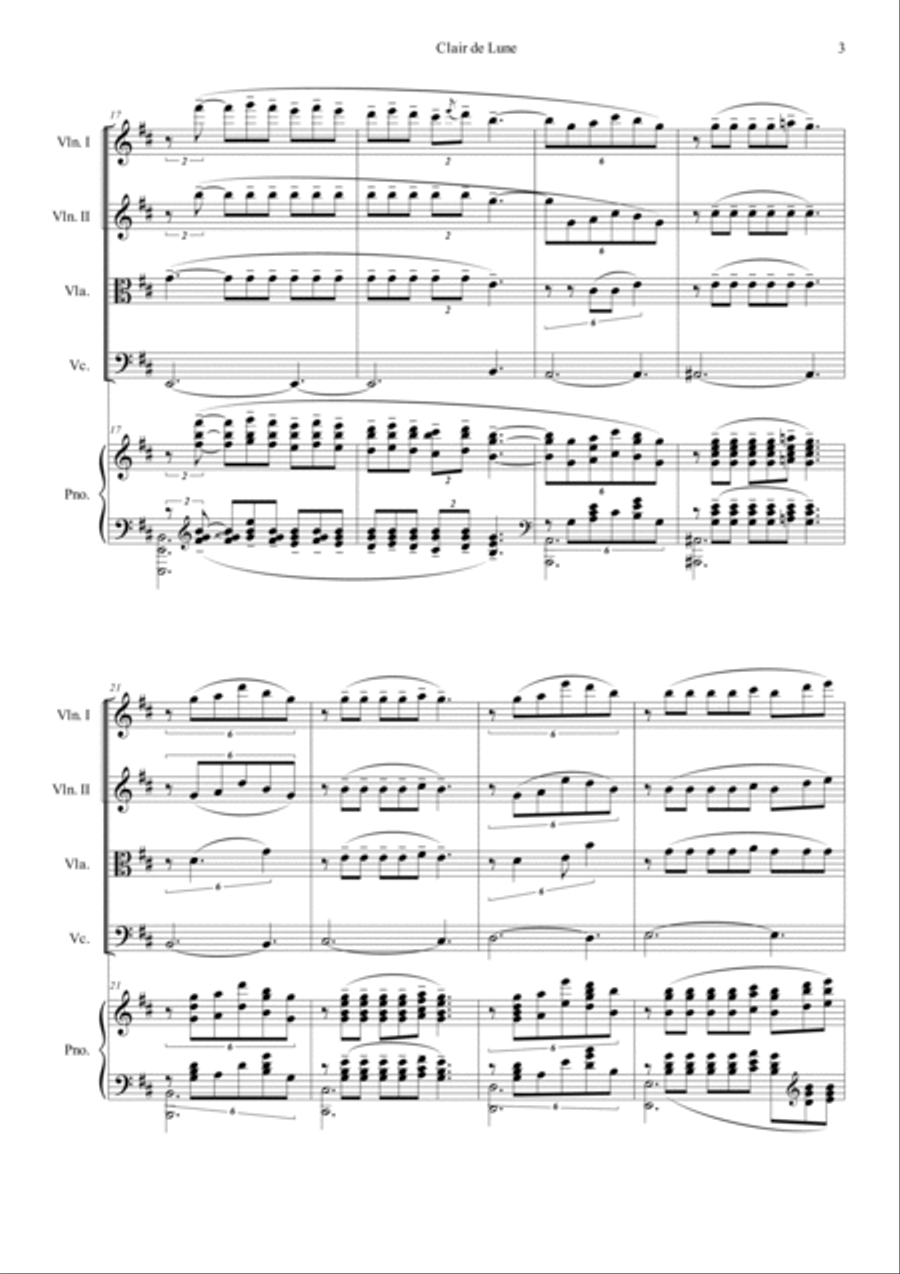 Clair de Lune in D Piano Quintet scores gallery preview page 3