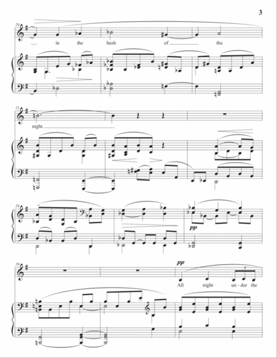 GURNEY: All night under the moon (transposed to E minor) Voice scores gallery preview page 4