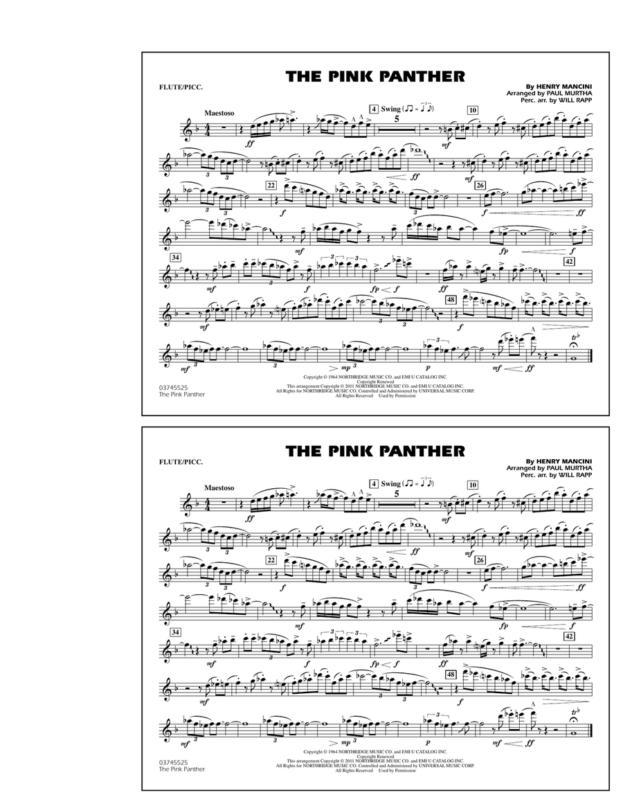 The Pink Panther - Flute/Piccolo Marching Band scores gallery preview page 1
